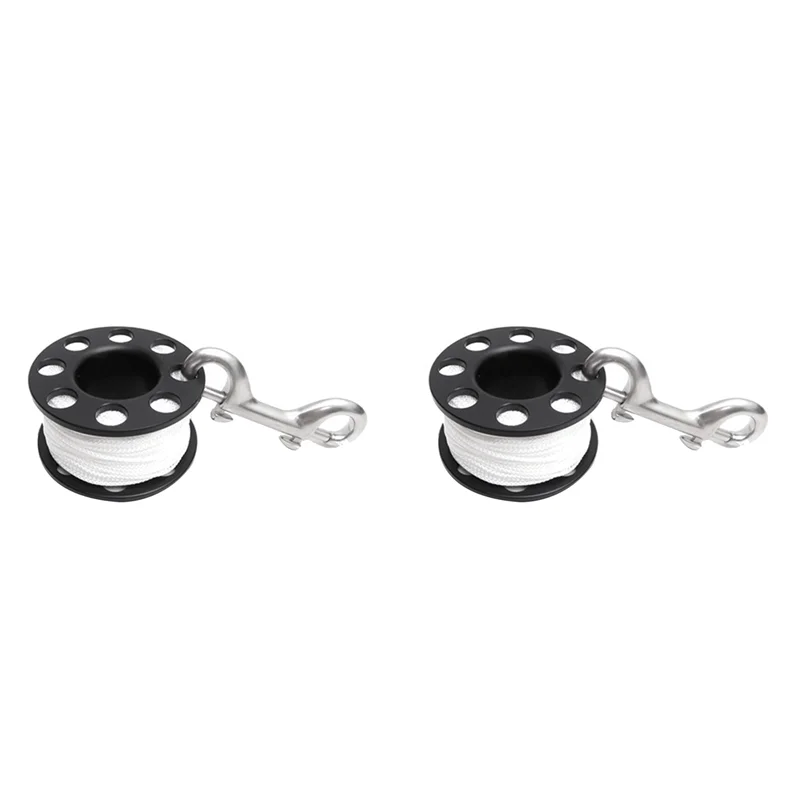 

2Pcs 30M Scuba Diving Spool Finger Reel With Stainless Steel Double Ended Hook SMB Equipment Cave Dive