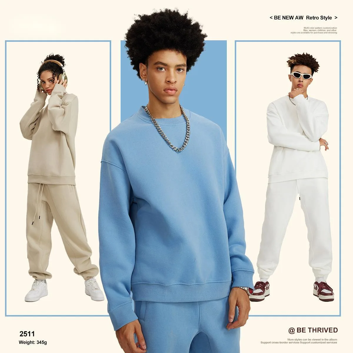

Men's Clothing 2025 American Style Trendy Brand Sports Solid Color Fleece-Lined Crew Neck Long Sleeve Sweatshirt For Men HWXY