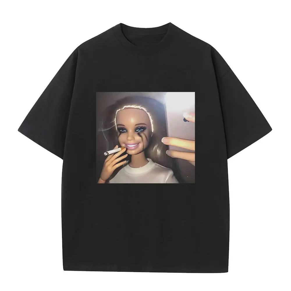 

Funny Disgusting Doll Take A Selfie While Smoking Meme Graphic T-shirt Men Women Casual Cotton T Shirts Humor Oversized T-shirts
