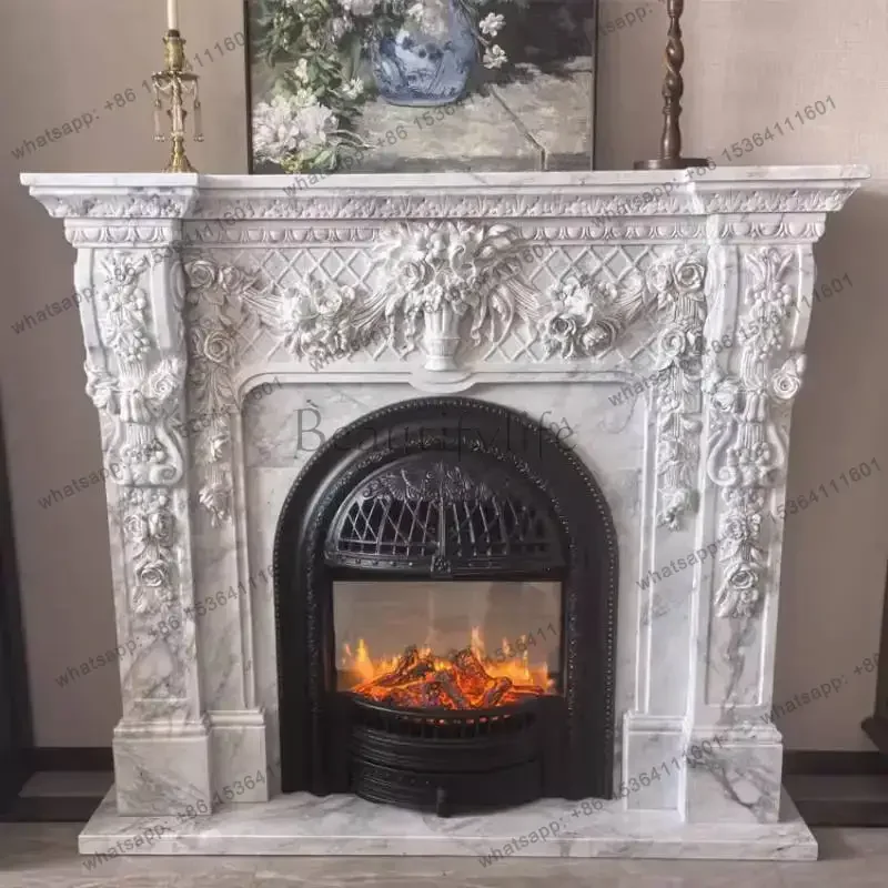 PG White Long Living Room Fireplace Classic High China Saving Cabinets Corner Narrow Vetrina Esposizione Furniture Home
