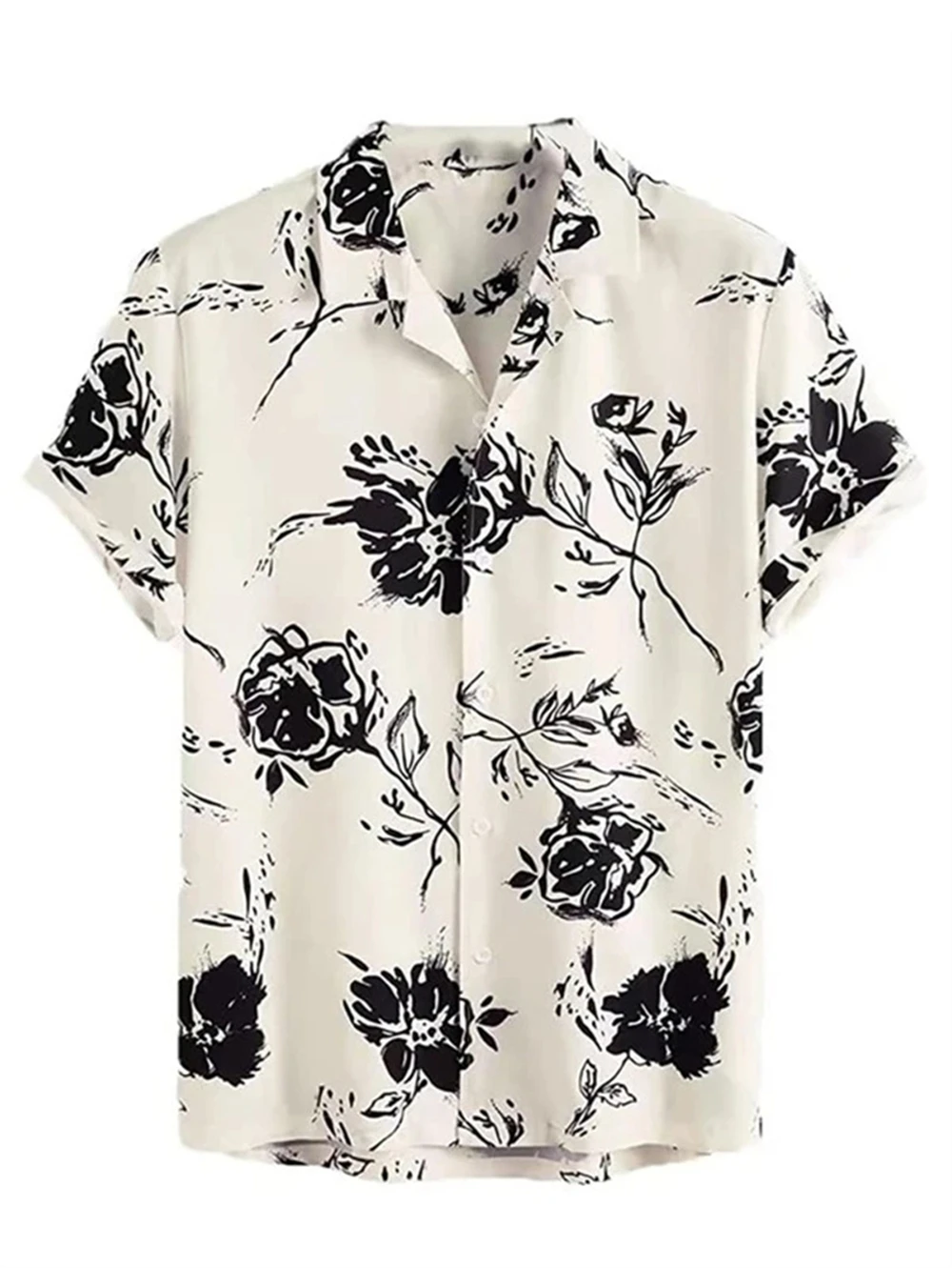 Summer Flower 3D Print Top Men's Summer Hawaii Beach Shirts Men's Breathable Short Sleeve Streetmen's Short Sleeve Printed Shirt