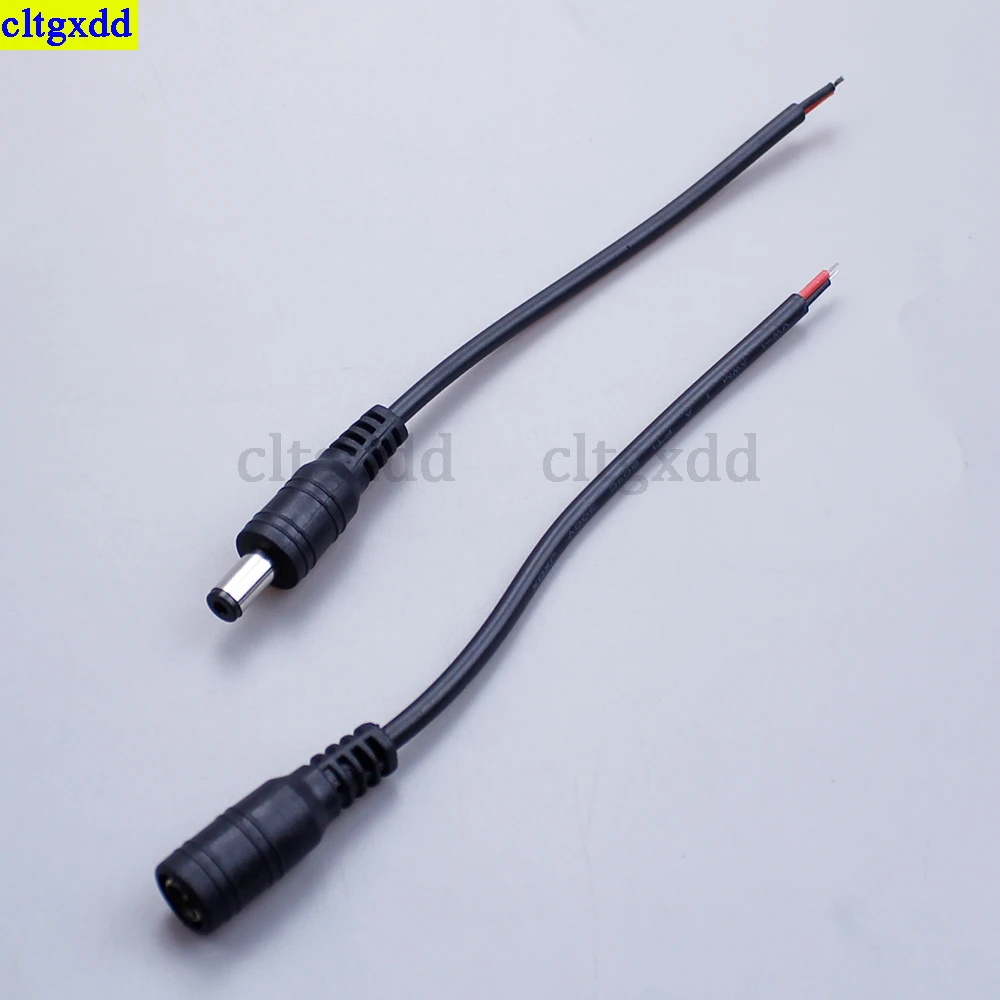 cltgxdd 1piece power supply DC 5.5x2.1mm connector male and female connector LED light strip cable 5.5 * 2.1 not waterproof 15cm