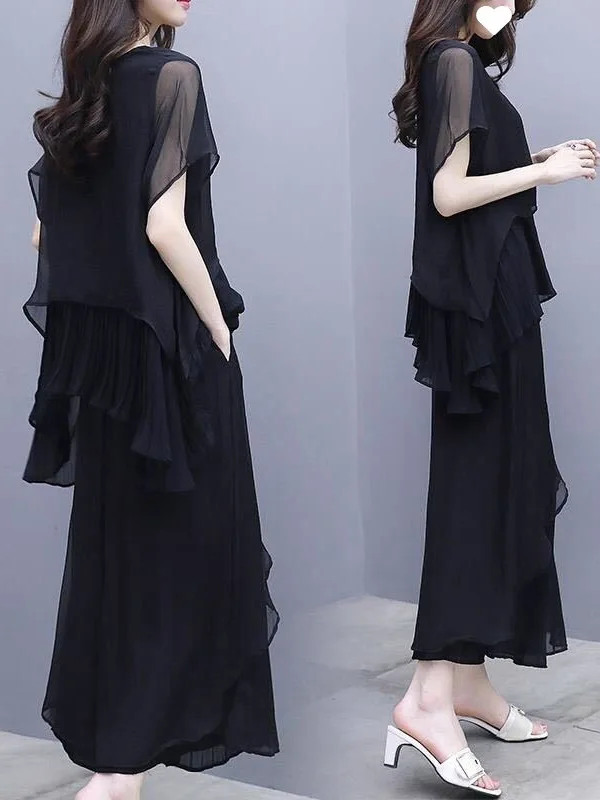 

plus Size Women's Summer Suit up to 200kg Faionable Chic Tee-Piece Set for plus Size Women Comfortable Winter Clothing