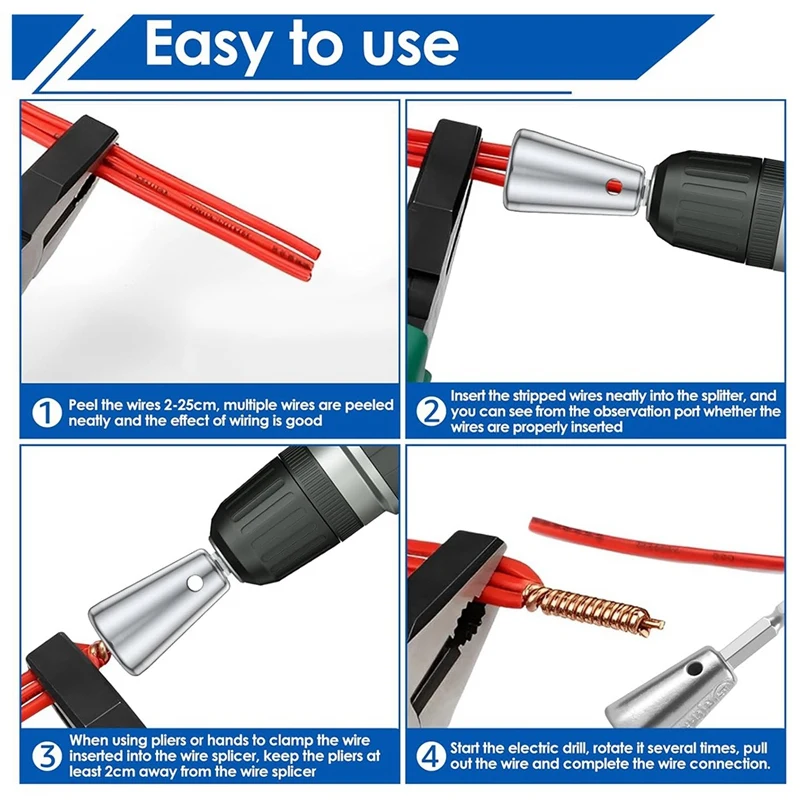 3 Pcs Wire Twisting Tool, 6Mm Hex Shank Cable Wire Stripper For Drill, 2-6 Ways, Stripping And Twistwire Cable, Fine Workmanship