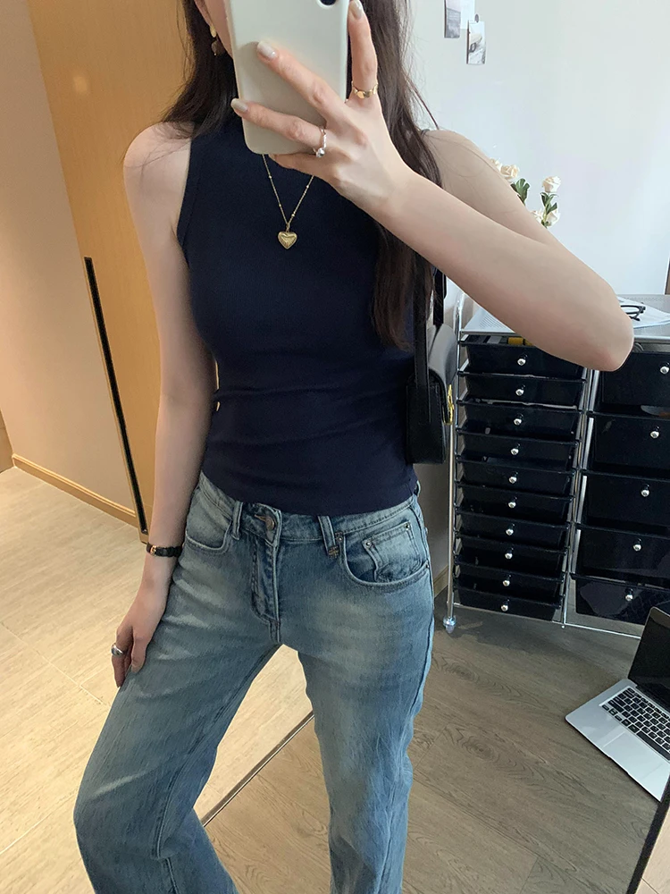 قميص نسائي بدون أكمام بتصميم جديد للربيع والصيف، ملابس داخلية، قميص بدون أكمام، ملابس خارجية من مزيج القطن، مناسب بشكل مريح