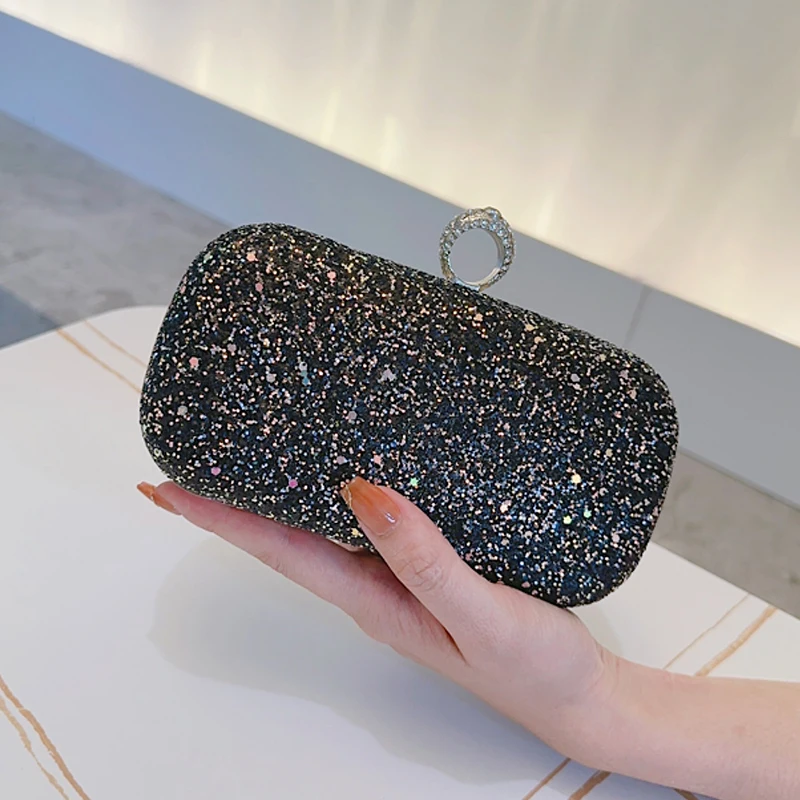 Mini-Clutch mit Glitzer-Pailletten, elegante Abend tasche, Umhängetasche mit Schulter (7.2 ''x 5.1'')