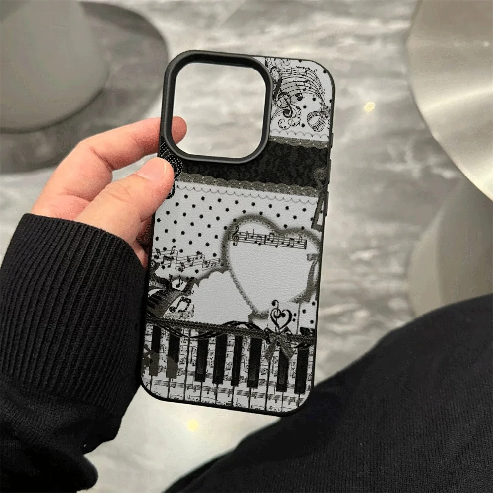 Klaviernoten-Spitzen-Handyhülle für iPhone 17 16 15 14 13 12 11 ProMax 16 15 14 Plus 17 16 15 14 13 12 Pro 17Air Silikon-Matt-Cover – Detail 8