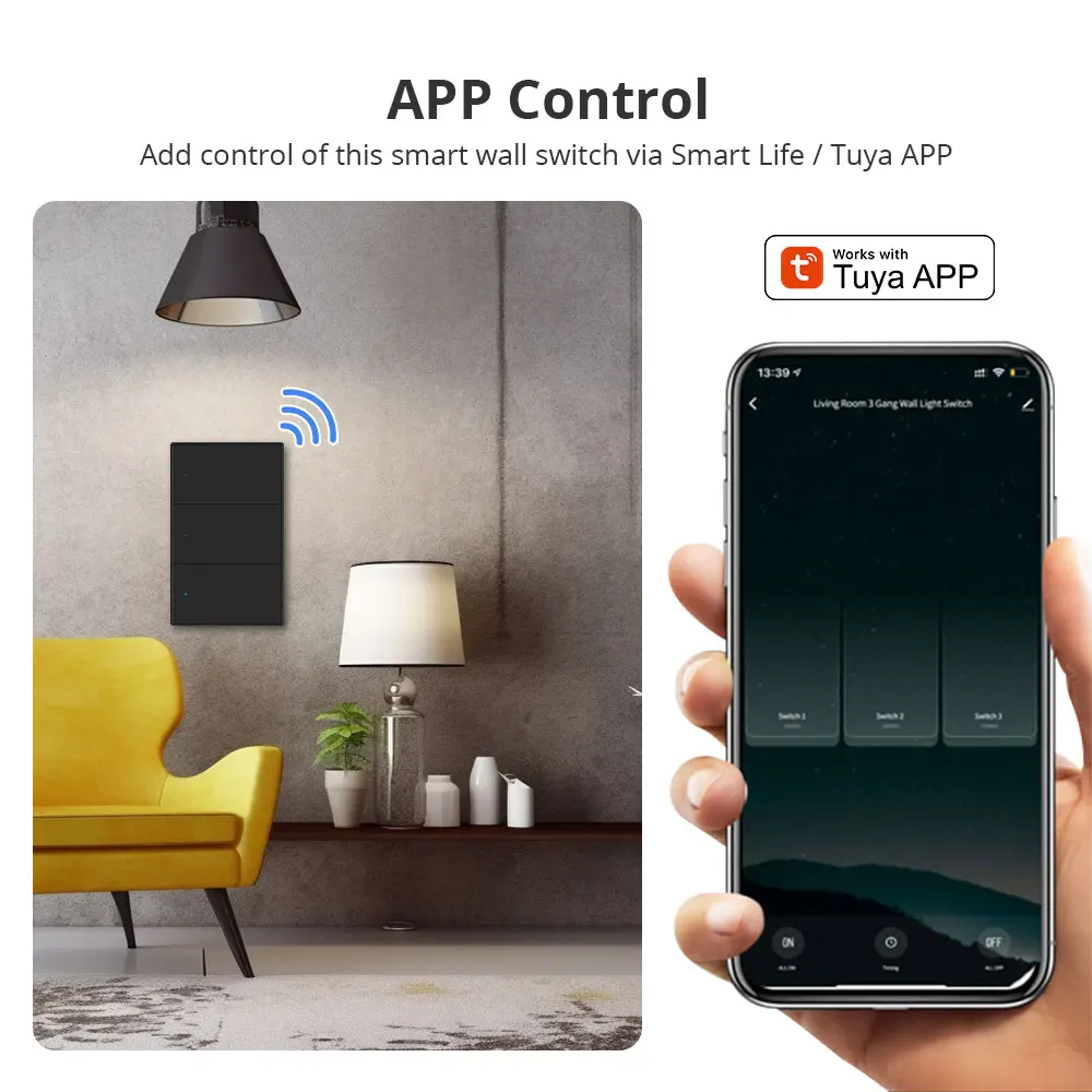 Zemismart Tuya WiFi 1 2 3 4 Gangs Wall Light Switch With Neutral  Alexa Google Home Voice Control US Interruptor Smart Life App