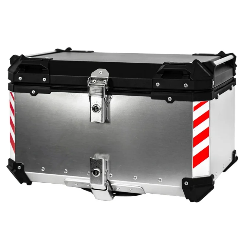 

55L Silver+Black Anti-Shake Waterproof Aluminum Alloy Motorcycle Top Tail Box