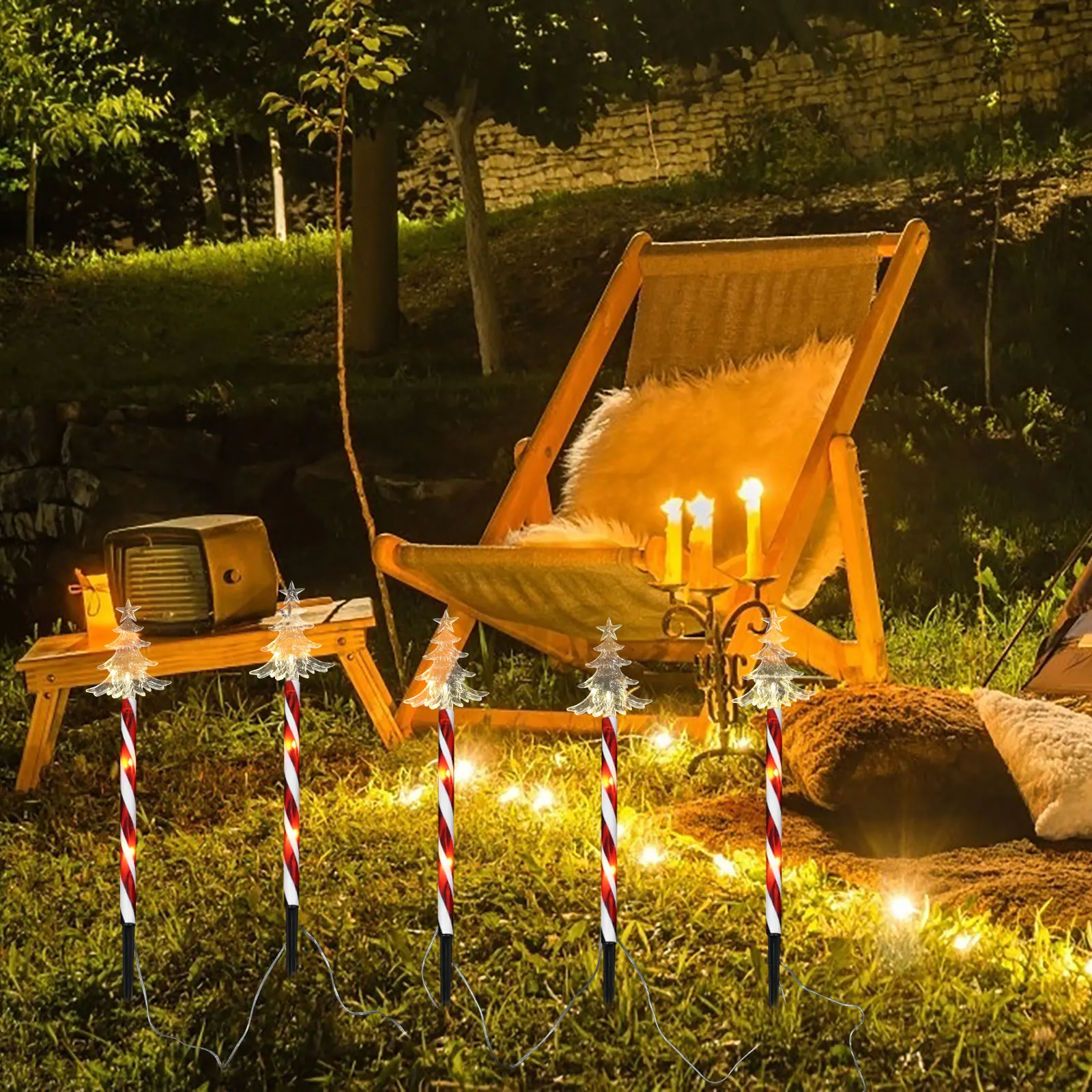 

1Set Xmas Tree Cane Light Decorative Christmas Cane Pathway Lamp Outdoor Garden Road Light Christmas Decoration