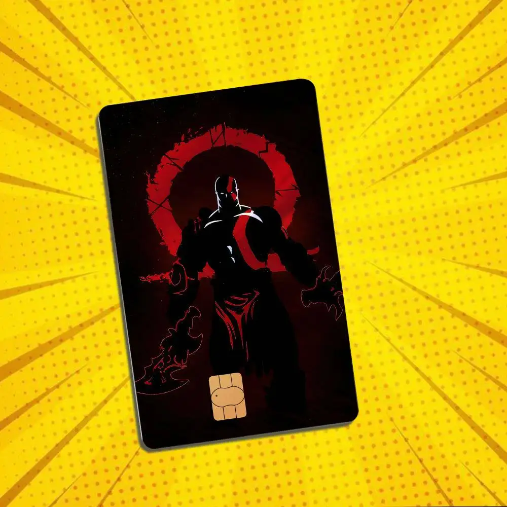 Kratos Atreus game God of War Laser shimmer Credit Card Skin Party Stickers For Visa Bank Card Bus Metro Access Card Pvc