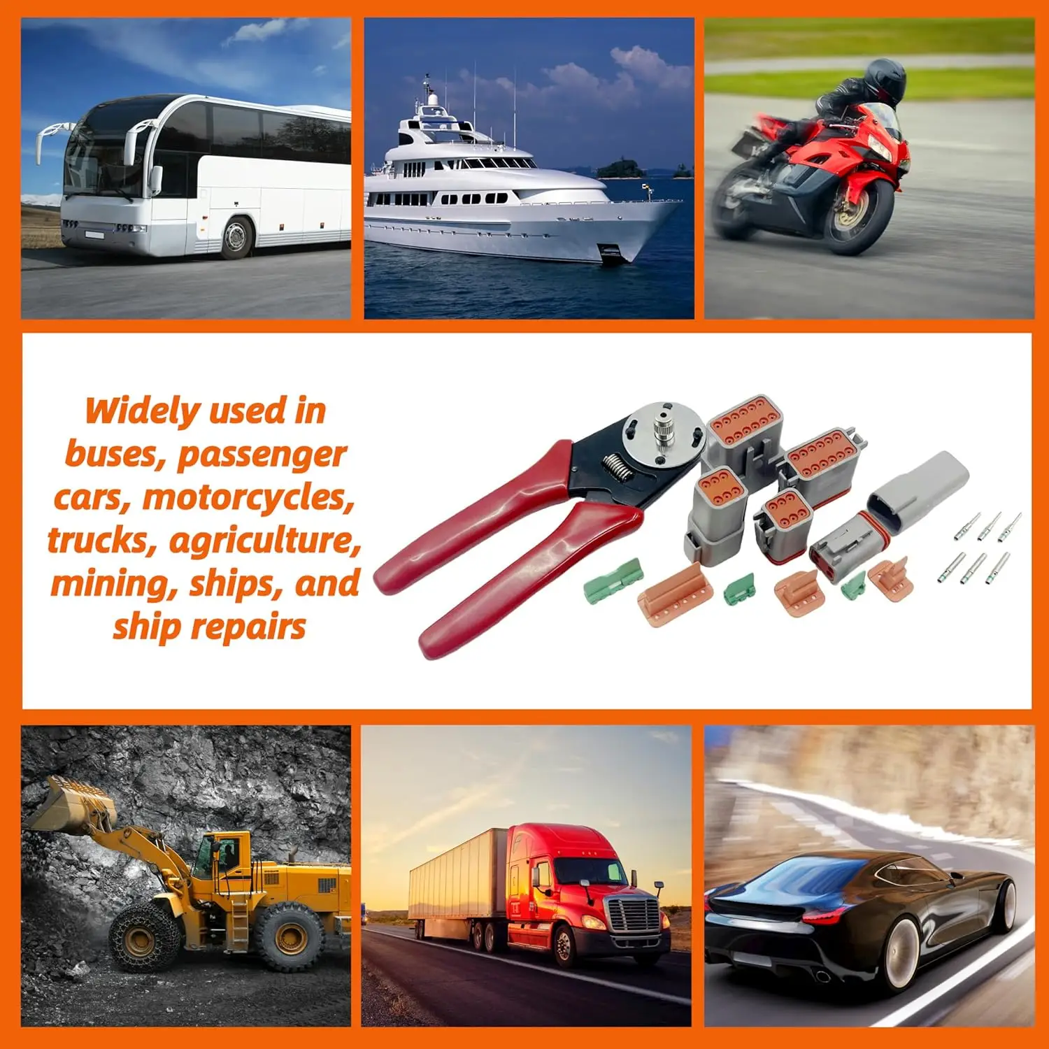 449 Pcs DT Deutsch Connector Kit, 2-12 Pin Grey, Crimping Pliers & Removal Tool, 16# Solid Contacts