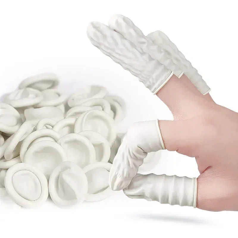 100pcs Disposable Latex Finger Cots Non-toxic Antistatic Protector Fingertip Fingers Work Gloves for Beauty