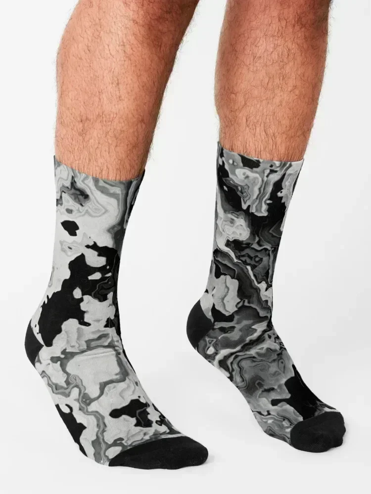 أبيض وأسود الجوارب الفنية السائلة الحرارية رجل الشتاء السنة الجديدة الطابق الرجعية الرجال الجوارب النسائية