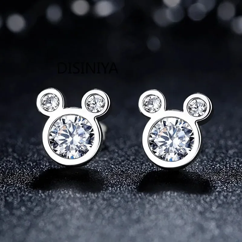 Pendientes de circonita de plata 925 de alta calidad para niñas, niños, bebés, damas lindas, pendientes de cristal, regalos de joyería, pendientes