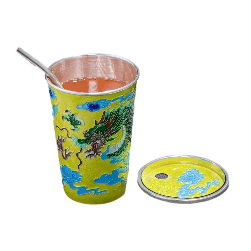 

Silver water cup, sterling silver, cup purely handmade teacup straw, milk tea Coke, cup anti-scalding coffee cup