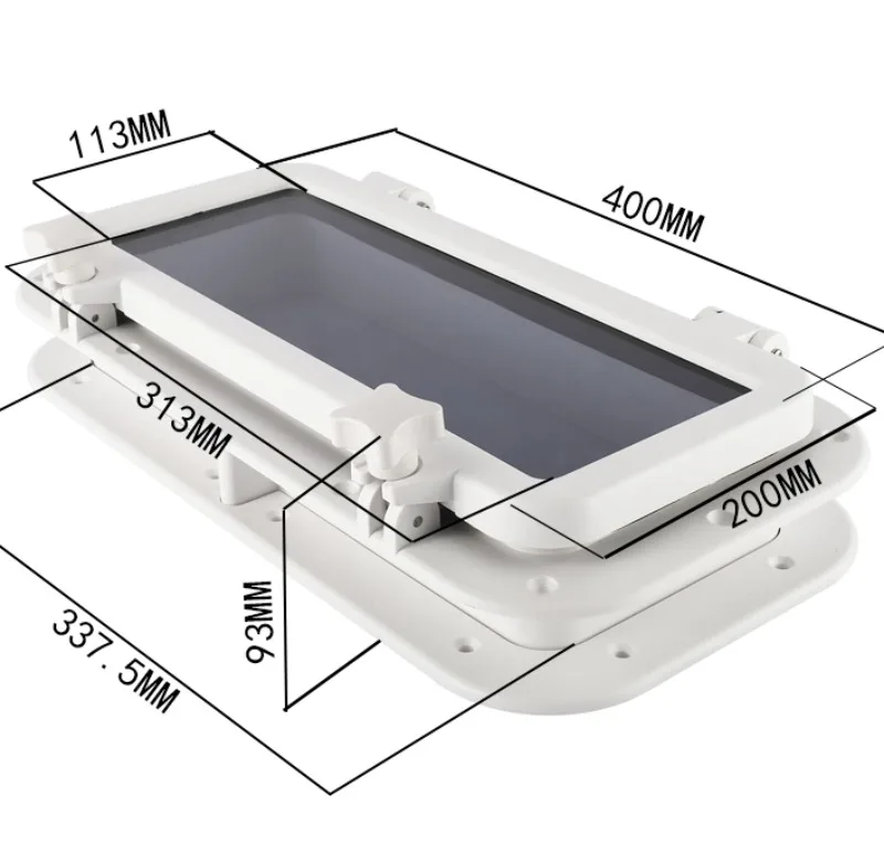 Plastic marine yacht rectangular portholes 400mm x 200mm