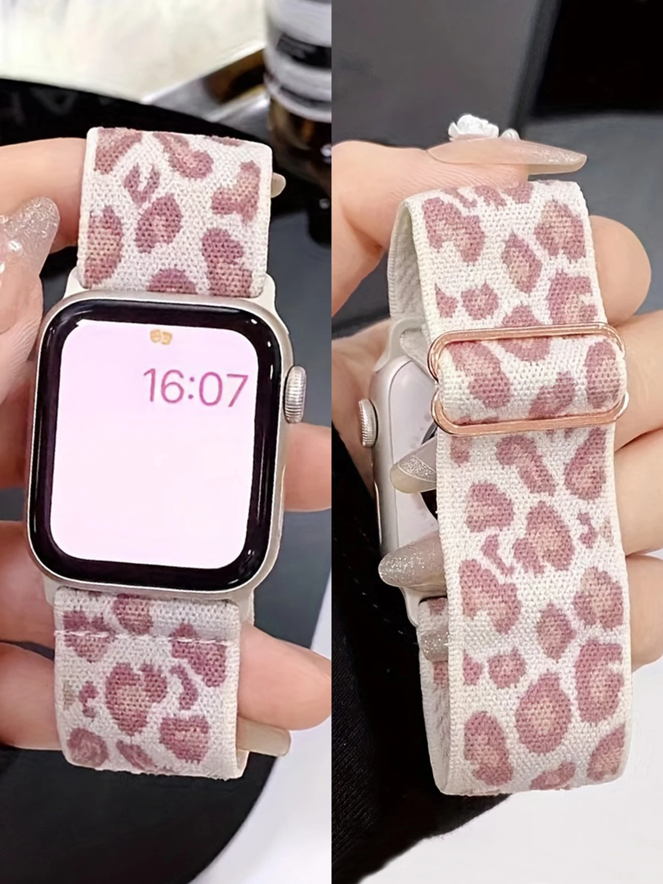 1 Packung elastisches Schlaufenband mit Leopardenmuster, kompatibel mit Apple Watch Band 38 mm, 40 mm, 41 mm, 42 mm, 44 mm, 45 mm, 49 mm, Ersatzarmband