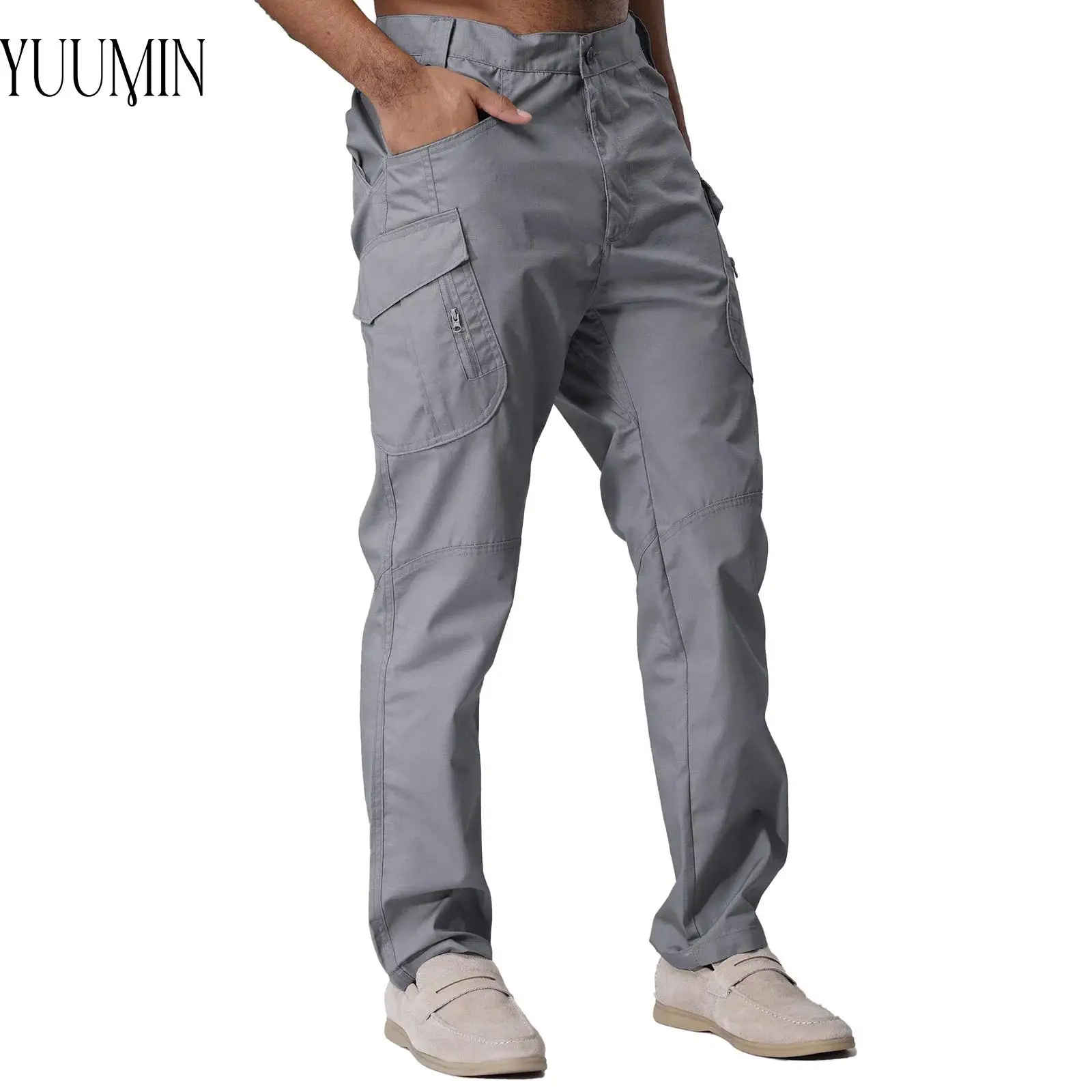 

Men Breathable Fashion Zipper Fly Durable Multi-Pocket Cargo Pants for Outdoor Camping Hiking Fishing Climbing Bottom Activewear