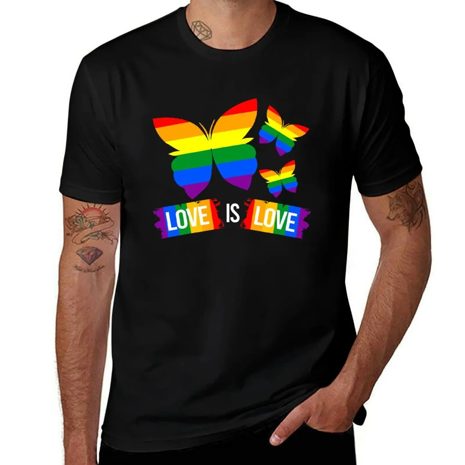 

Love is Love Colorful Rainbow Butterflies - Gay T-Shirt man t shirts high quality luxury brand man t shirt designer T-Shirt