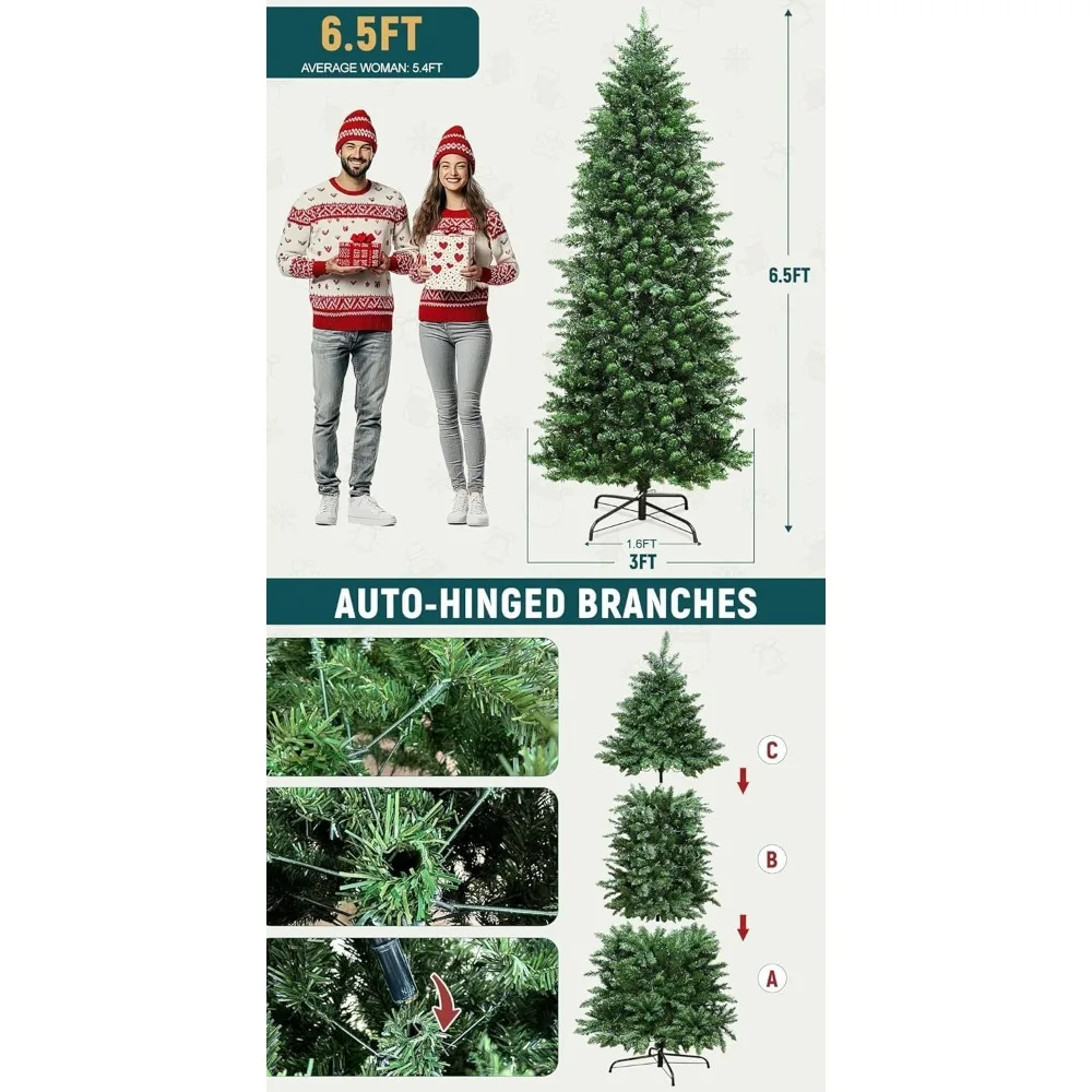 شجرة عيد الميلاد الاصطناعية مقاس 6.5 أقدام و38 بوصة مع 300 مصباح LED ثنائي اللون، 984 نصائح، ومؤقت لمدة 8 أشهر #5