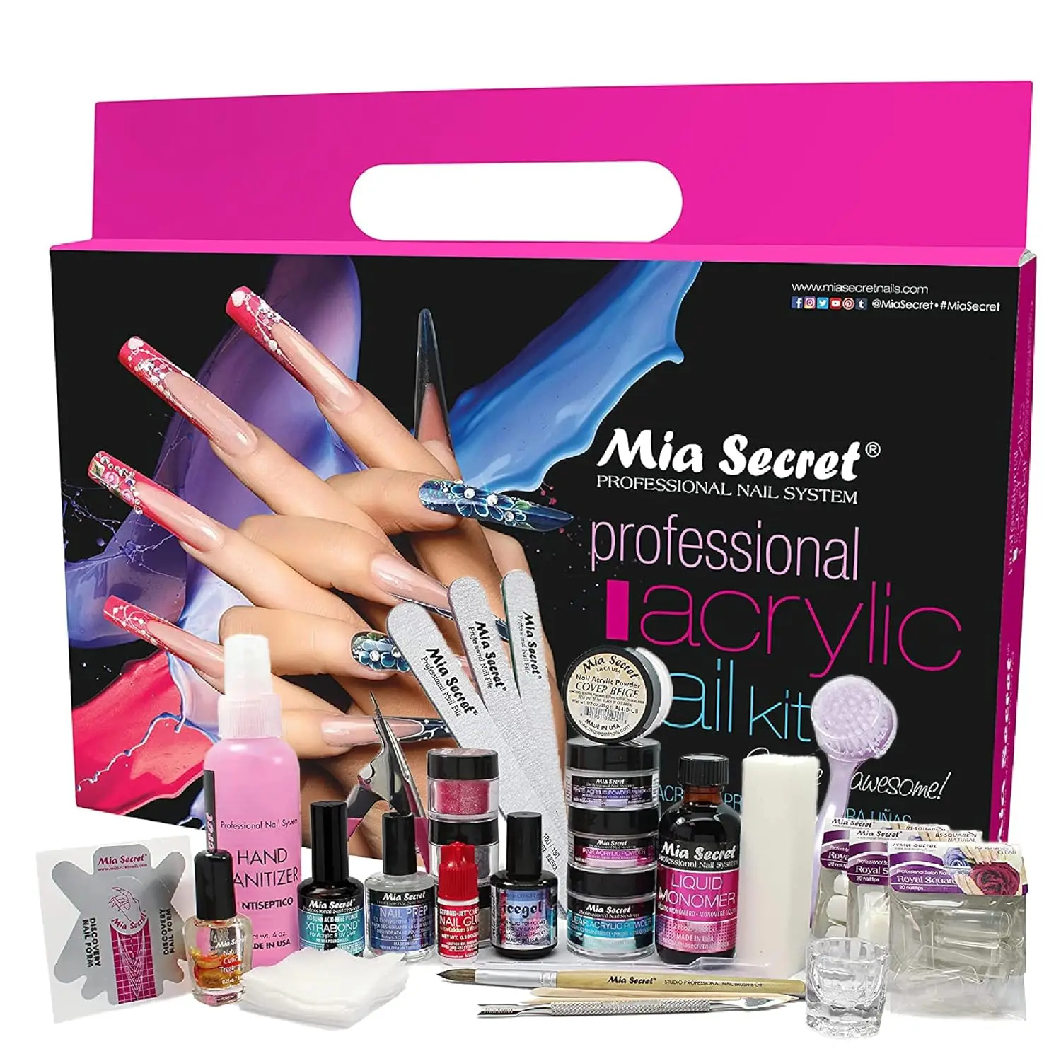 Kit completo de unhas acrílicas para iniciantes - conjunto multifuncional com monômero líquido e pós
