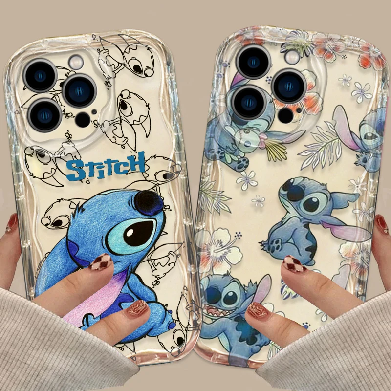 Disney Stitch LOVE For Apple iPhone 15 14 13 12 11 XS XR X Pro Max Plus Wave Oil Funda Cover Phone Case