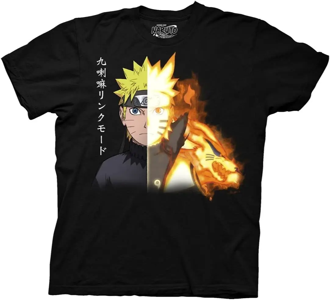 Naruto Shippuden Men's Short Sleeve T-Shirt Kurama Link Mode Tailed Beast Chakra Anime Officially Licensed