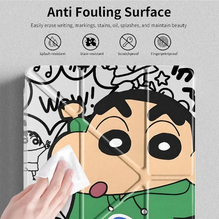 Tablet Case For Samsung Galaxy Tab A8 S10 Lite S9 Plus A9 Plus A11 S8 S7 FE With Pen Slot Cover Cute Crayon Shin Chan
