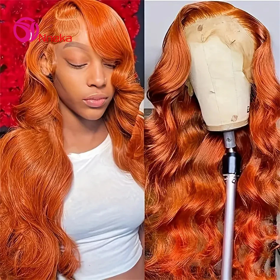 

Orange Ginger Lace Front Wig Human Hair 30 36 Inch Colored Human Hair Wigs For Women 13X4 13x6 Body Wave HD Lace Front Wig