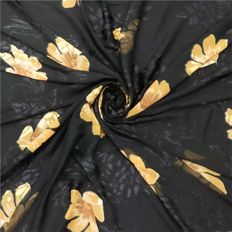 Vestido de dormir de tela de terciopelo de gasa quemada moteada con estampado de viscosa y brocado tejido cheongsam