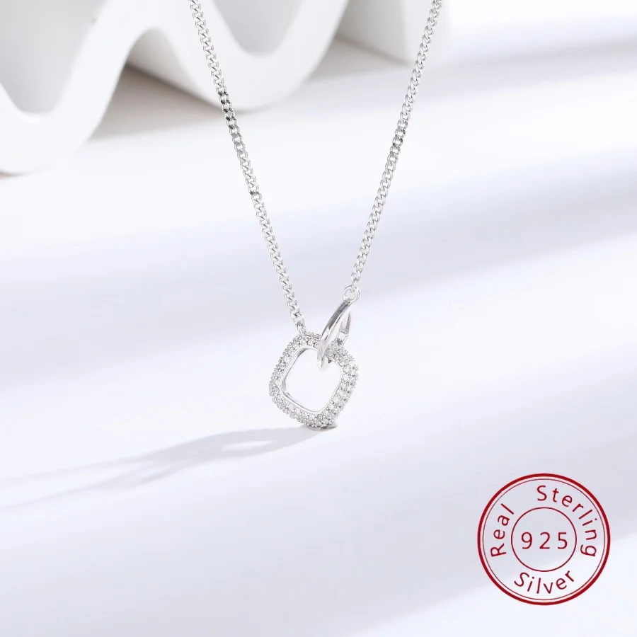 

Ожерелье-цепочка из стерлингового серебра 925 пробы для женщин, классические роскошные серебряные украшения в европейском стиле с бриллиантами