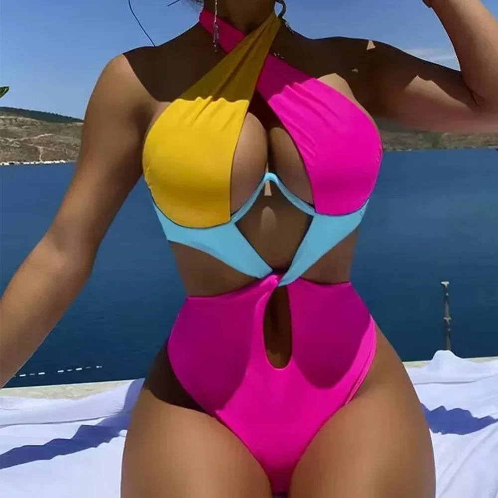 New Fashion Sexy One Piece Swimsuit Women Hollow Out Swimwear Bathing Suit Women