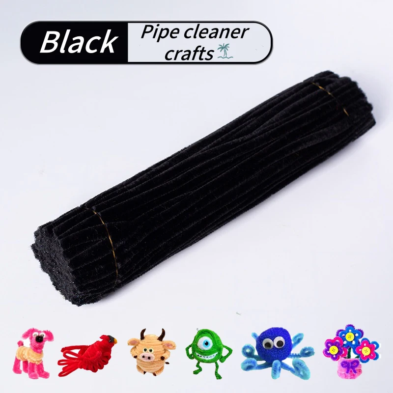 100-delige pijpreinigers chenille-steel, effen kleur pijpreinigers set voor pijpreinigers doe-het-zelf kunst ambachten decoraties