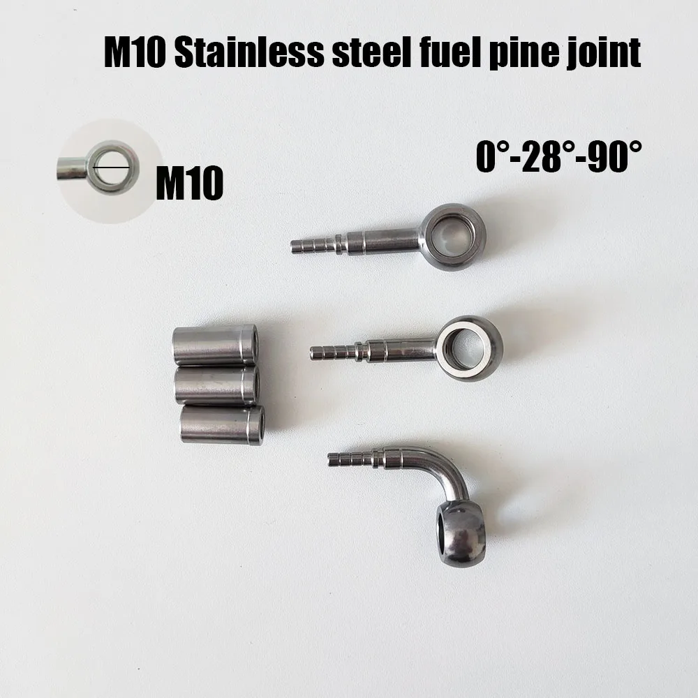 

M10 Сосновое соединение топлива из нержавеющей стали 0 ° -28 ° -90 ° Дополнительно, подходит для Kawasaki Suzuki Aprilia, винт тормозного шланга, болты тормозного банджо