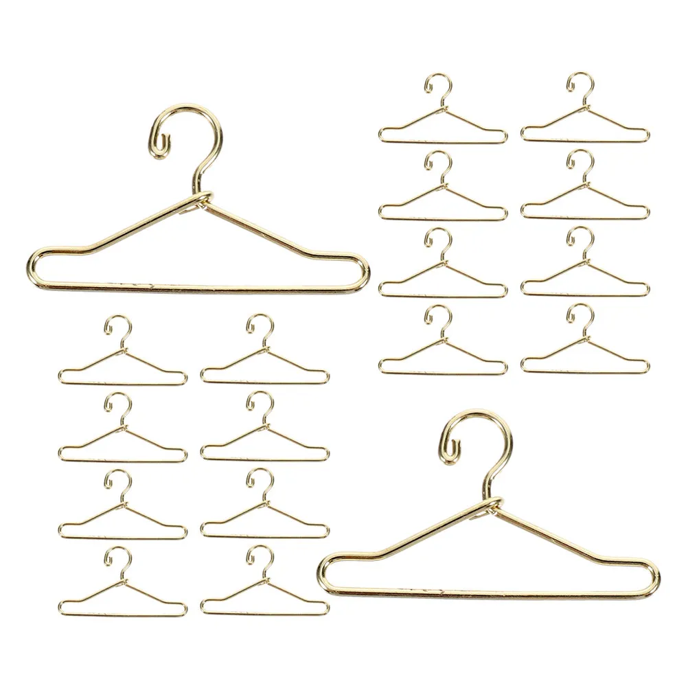 

24Pcs Mini Clothing Rack 40Mm Gold Metal Mini Hangers for Dollhouse Closet Small Outfit Display Storage Organizer