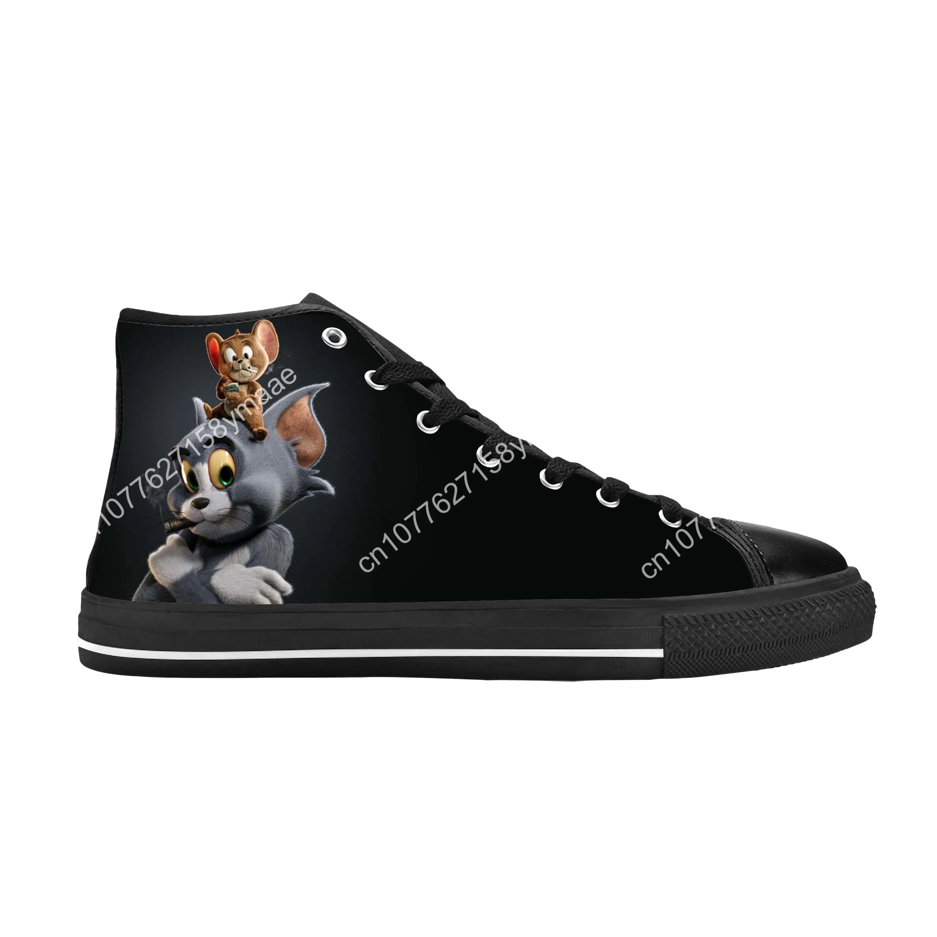 Cat Mouse Anime Cartoon Manga Comic Tom Animal Casual Cloth Shoes High Top Comfortable Breathable 3D Print Men Women Sneakers