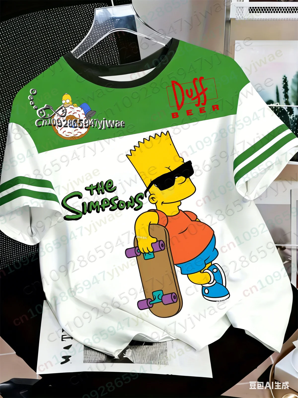 2026 The Simpsons Cartoon Graphic Printed Jersey Casual Streetwear Top Fashionable Y2k Tee Summer Men'S And Women'S T-Shirts image 4