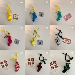 Fashion Hand Strap Silicone Print Pendant Grid Solid Soft Mobile Phone Case Keychain Bag Gifts Charm Accessories