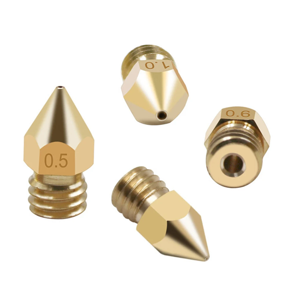 3D Printer Brass Nozzle Mk8 Pointed Brass Nozzle Sub Printer Accessories 1.75MM 0.4/0.6/0.8