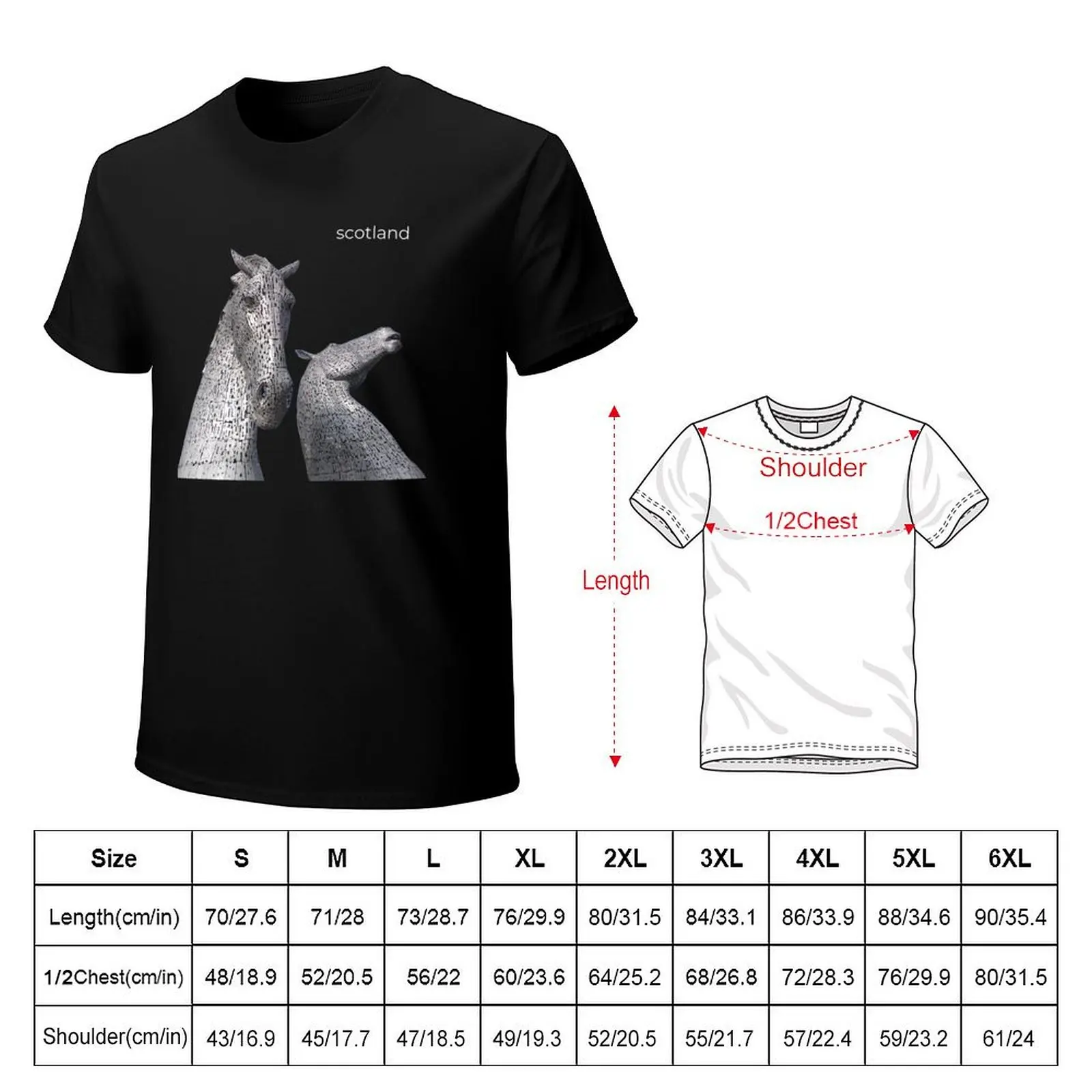 Scotland Kelpies - Horses of Falkirk - Scottish Gifts T-Shirt Utility Work Short Sleeve Top