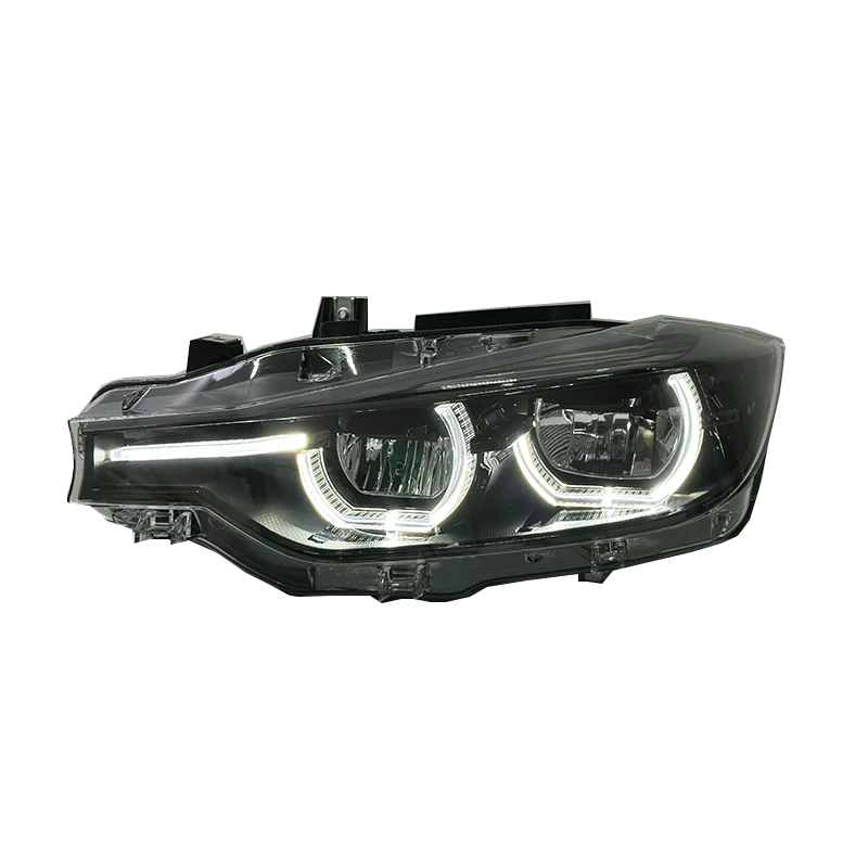 Auto V3 Exclusive Black Shadow Line Headlights For BMW F30 F35 Tri Colors LED DRL Angel Eyes Headlamp Yellow/White/Amber