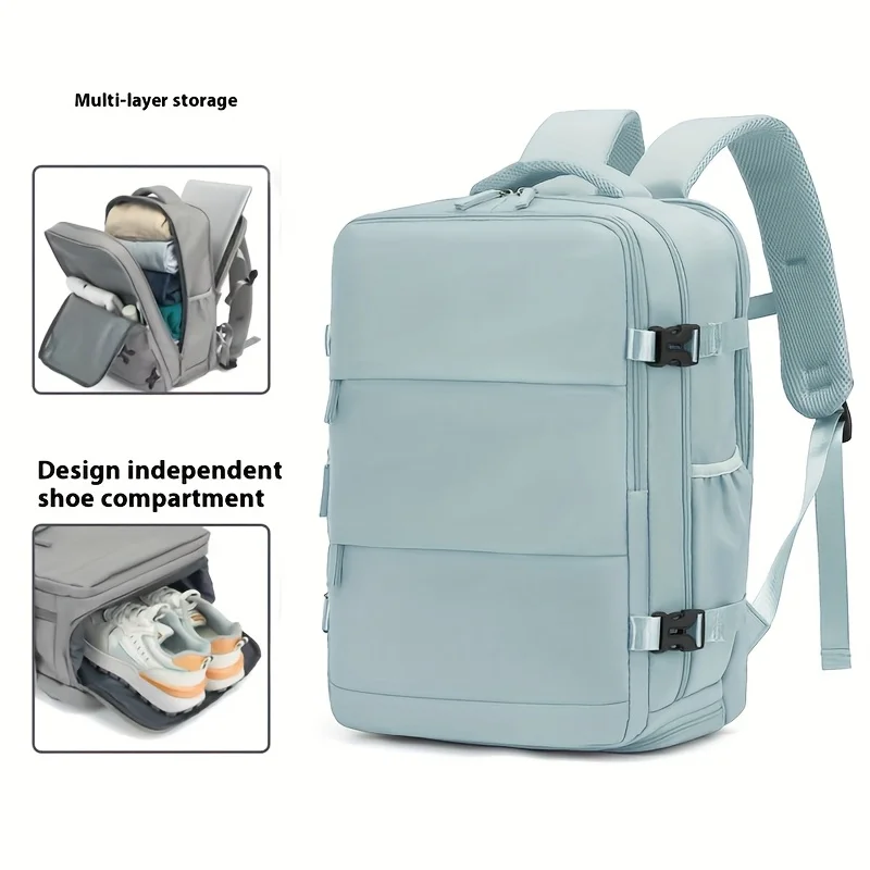 Lightweight Travel Backpack Laptop Compartment, Independent Shoe Storage, Adjustable Straps, Sleek Design, Reinforced Stitching