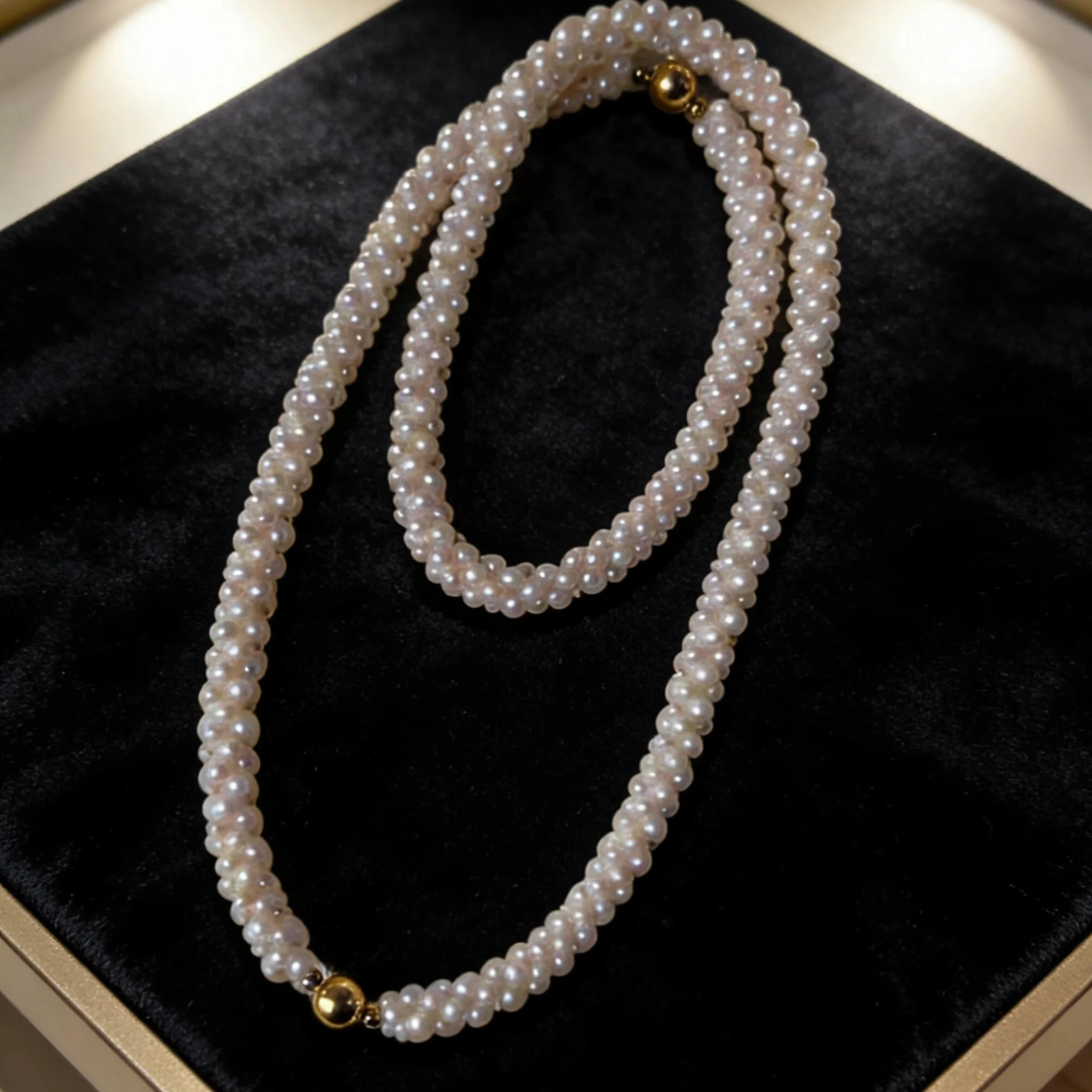 90 Luxury wedding jewelry set, including a natural freshwater pearl woven necklace and bracelet