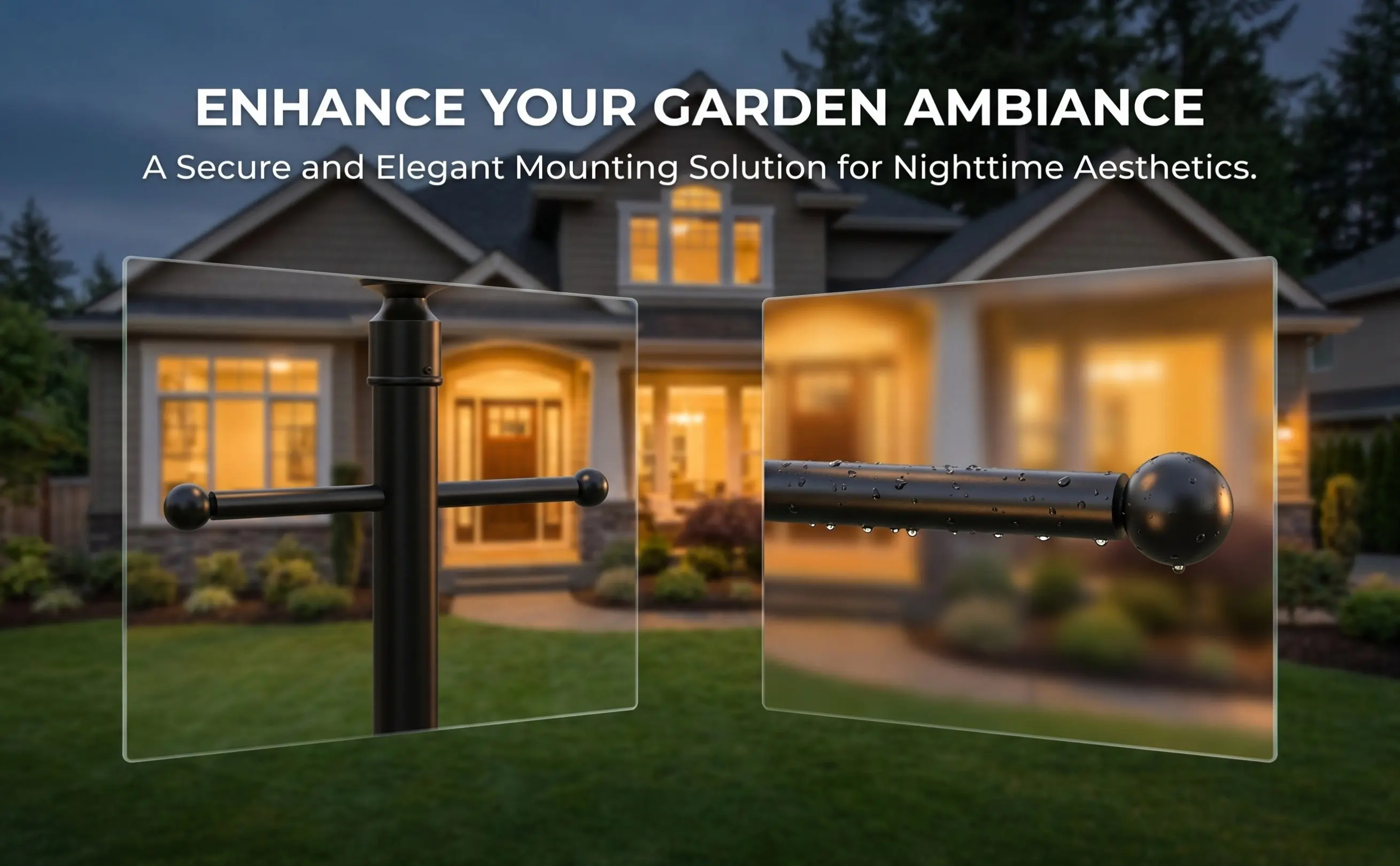 Outdoor Lamp Post Cross Arm Ladder Rest Black Metal Adjustable Garden Light Pole Arm Heavy Duty Lighting Bracket