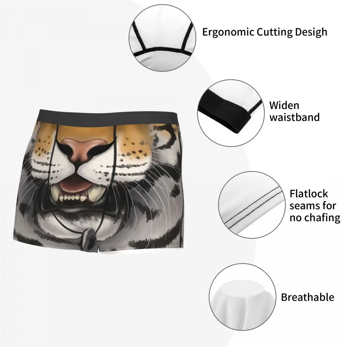 Tiger Face Men Boxer Briefs Highly Breathable Underpants High Quality Print Shorts Birthday Gifts