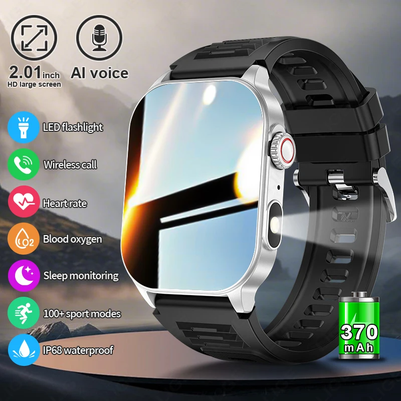 

LIGE 2,01-дюймовый HD-дисплей Смарт-часы для мужчин и женщин Монитор здоровья Спортивные часы для фитнеса AI Voice Bluetooth Call Man Smartwatch Новые