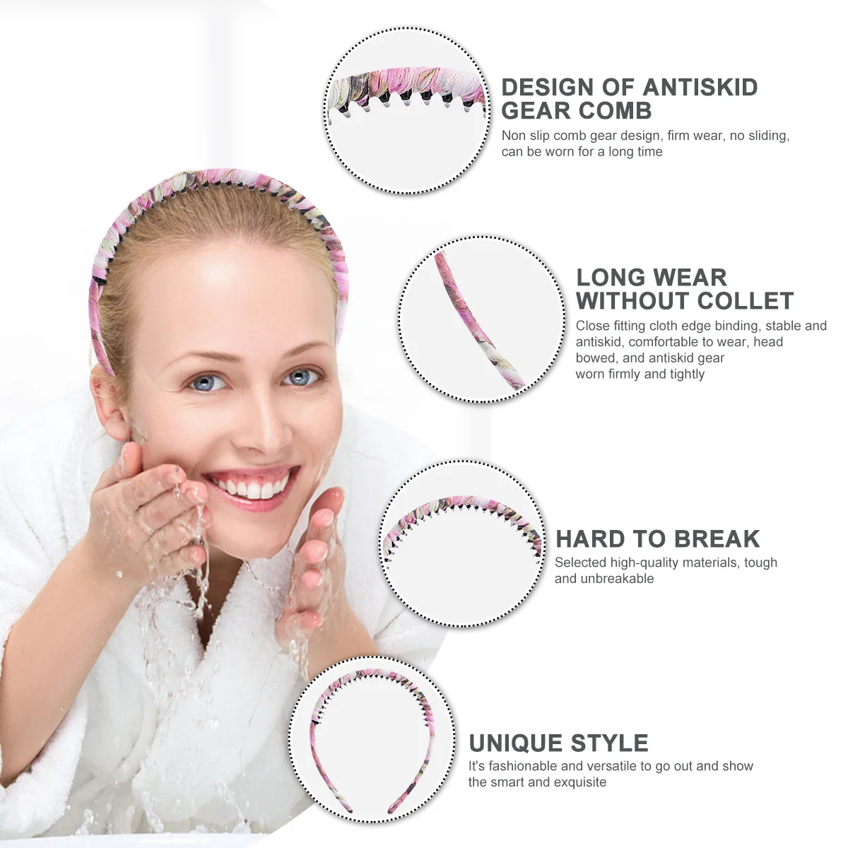 

3 Pcs Anti-slip Headband Set Hair Hoop Simple Women Headwear Fashion with Toothed Fringe Cloth Art Women's