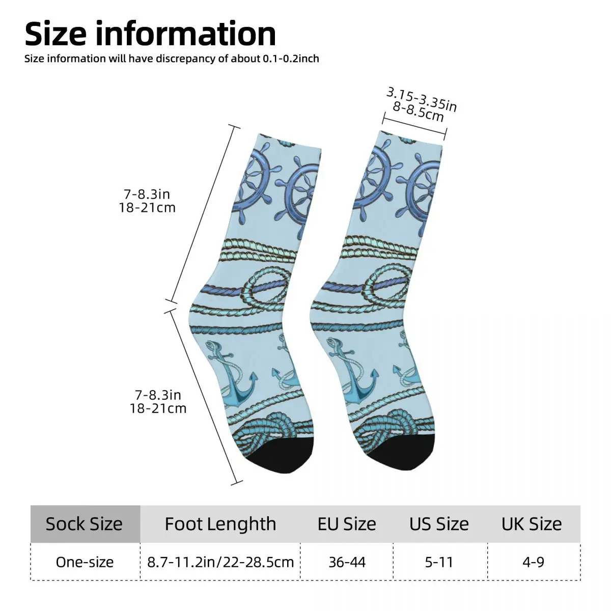 Happy Men's Socks Nautical Pattern Vintage Harajuku Hip Hop Seamless Pattern Crew Crazy Sock Gift Printed