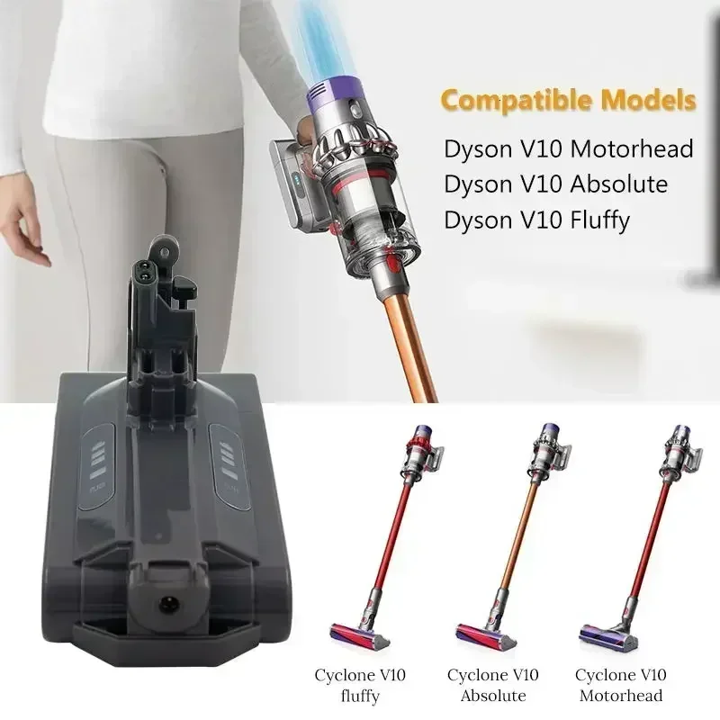 Batterie de remplacement V10 pour batterie Dyson 12800mAh 25.2V V10 Compatible avec Dyson SV12 Animal V10 absolu